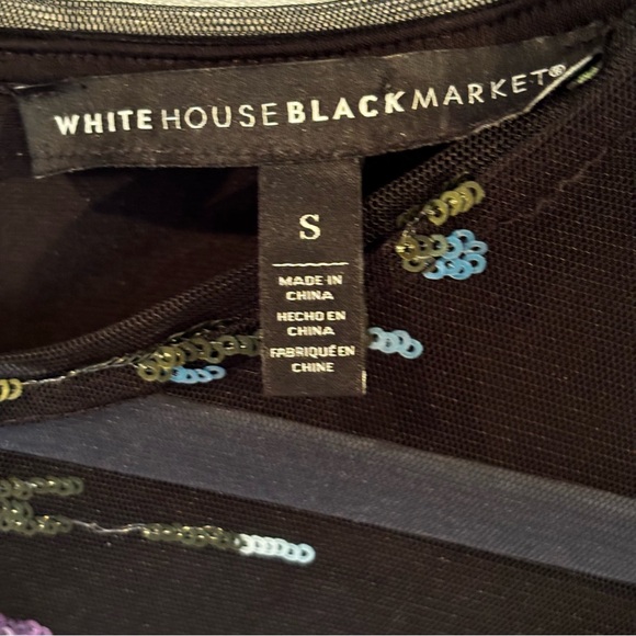 White House Black Market sequin embellished flowers cap sleeve Tee EUC Size S - Picture 4 of 8